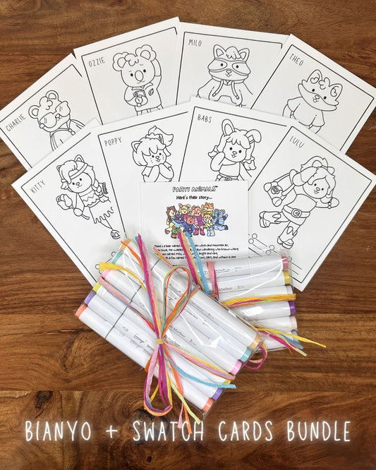 BUNDLE: Party Animals Swatch Cards + Bianyo Mystery Alcohol Marker Set – 6 or 12 Pack Dual Tip Markers