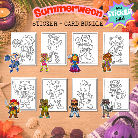 Summerween Artist Sticker Collab and Character Cards Set
