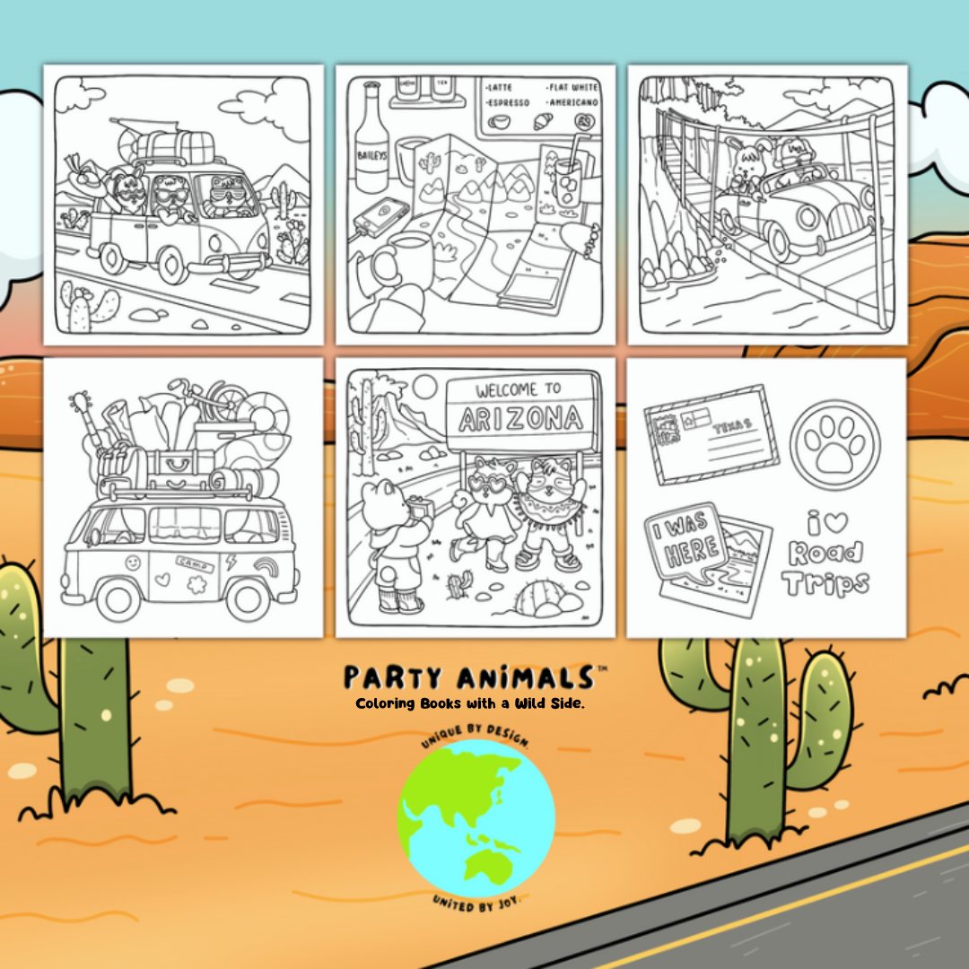 Road Trippin' Coloring Book (Gold Spiral-bound w/Charm)