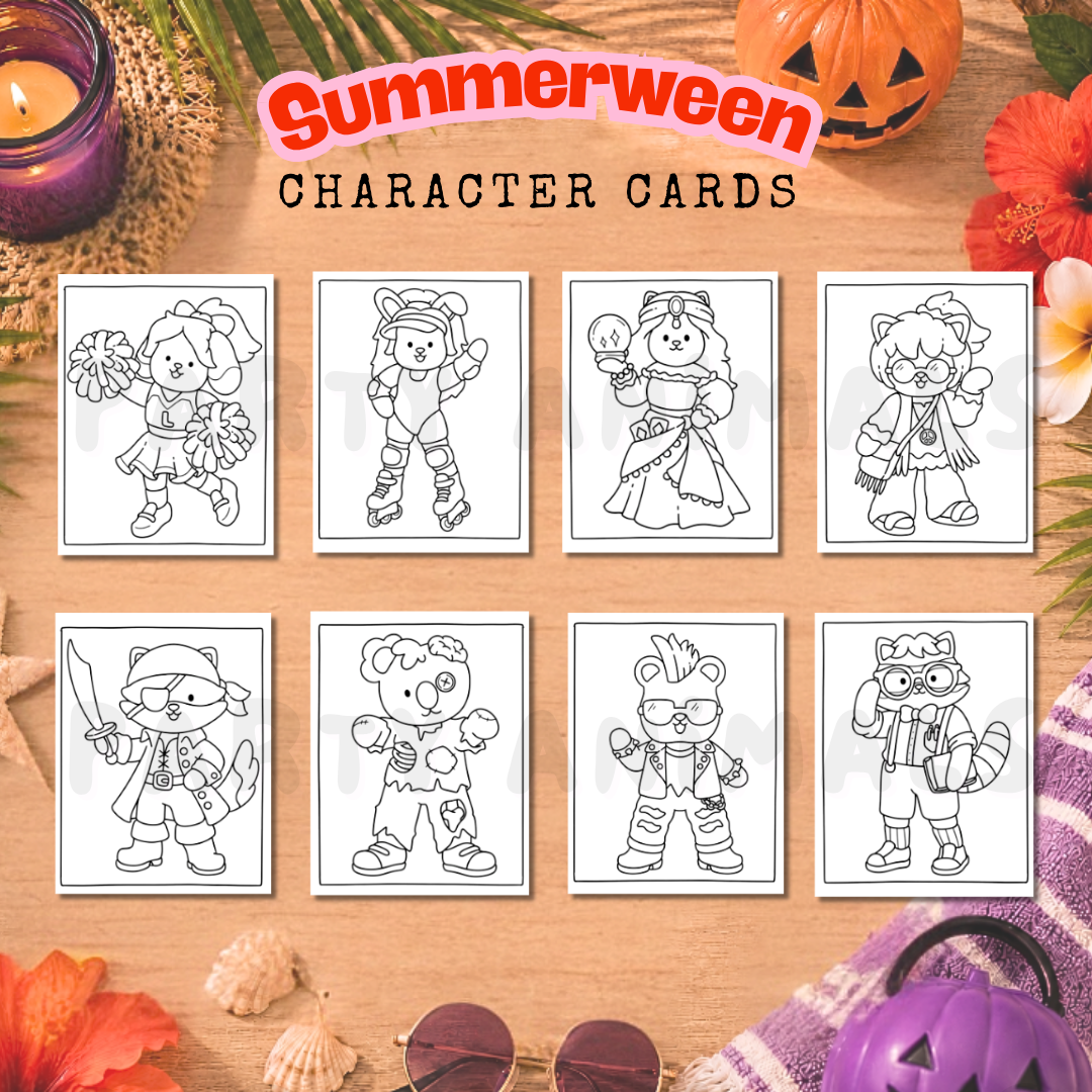 Summerween Artist Sticker Collab and Character Cards Set